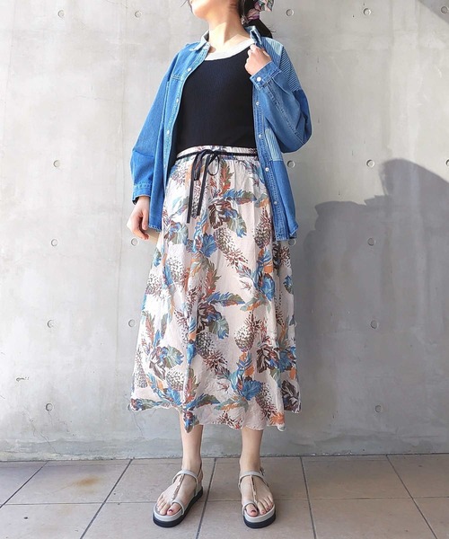 Q(キュー)の「配色リブニットタンク(タンクトップ・レディース・アイボリー/ブラック/ブラウン・MEDIUM)」の9枚目の写真