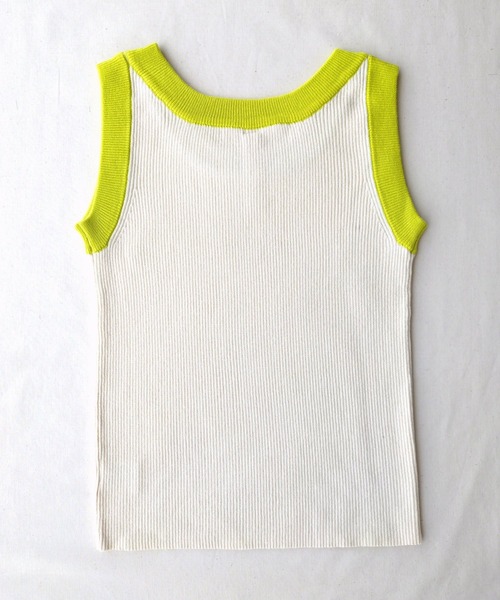 Q(キュー)の「配色リブニットタンク(タンクトップ・レディース・アイボリー/ブラック/ブラウン・MEDIUM)」の22枚目の写真