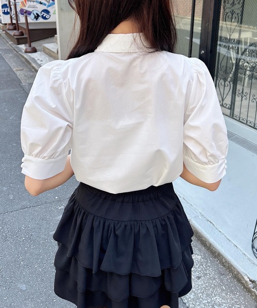 INGNI（イング）の「胸刺繍ボウタイ半袖ブラウス（シャツ/ブラウス・レディース・オフホワイト/サックスブルー/ブルー系1・M）」の7枚目の写真