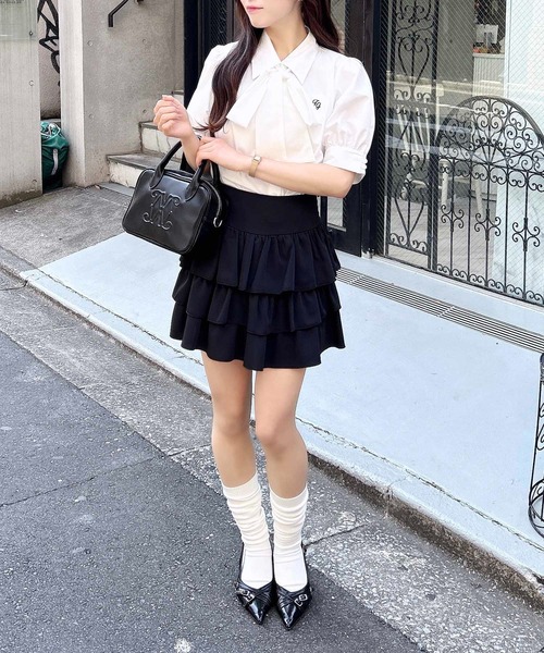 INGNI（イング）の「胸刺繍ボウタイ半袖ブラウス（シャツ/ブラウス・レディース・オフホワイト/サックスブルー/ブルー系1・M）」の9枚目の写真