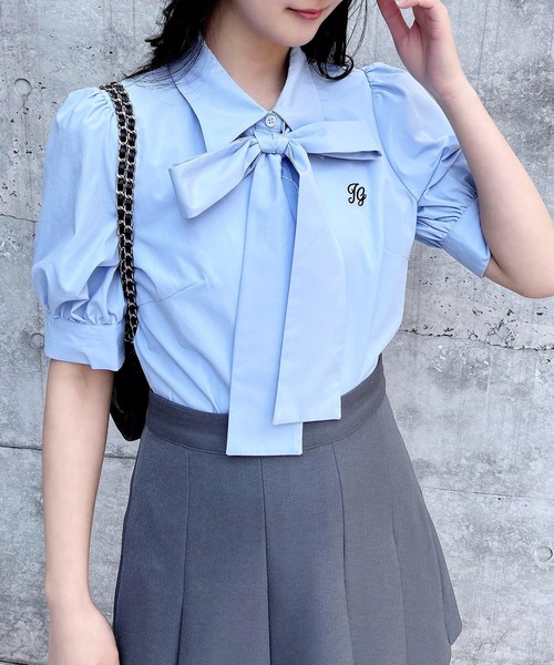 INGNI（イング）の「胸刺繍ボウタイ半袖ブラウス（シャツ/ブラウス・レディース・オフホワイト/サックスブルー/ブルー系1・M）」の13枚目の写真