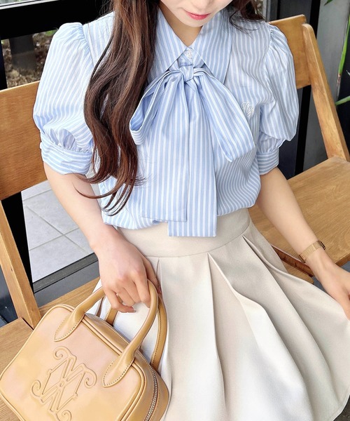 INGNI（イング）の「胸刺繍ボウタイ半袖ブラウス（シャツ/ブラウス・レディース・オフホワイト/サックスブルー/ブルー系1・M）」の19枚目の写真