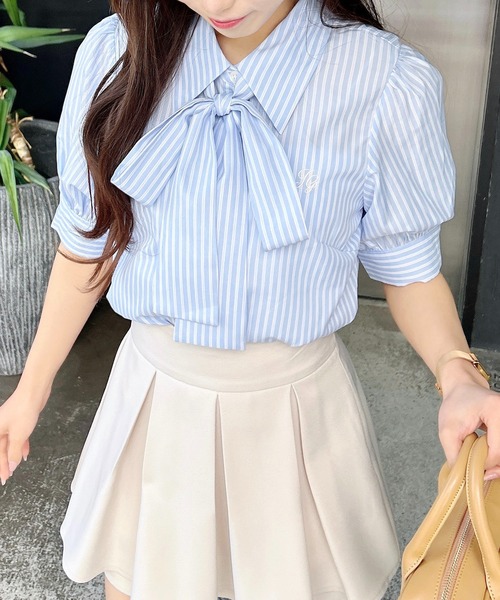 INGNI（イング）の「胸刺繍ボウタイ半袖ブラウス（シャツ/ブラウス・レディース・オフホワイト/サックスブルー/ブルー系1・M）」の21枚目の写真