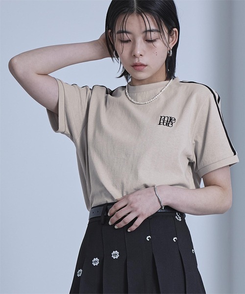 miette（ミエット）の「ロゴ刺繍ラインTシャツ（Tシャツ/カットソー・レディース・ホワイト系その他/ブラック/グレイッシュベージュ/ホワイト系その他2/チャコールグレー・FREE）」の5枚目の写真