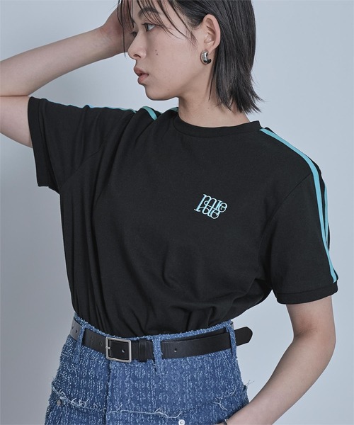 miette（ミエット）の「ロゴ刺繍ラインTシャツ（Tシャツ/カットソー・レディース・ホワイト系その他/ブラック/グレイッシュベージュ/ホワイト系その他2/チャコールグレー・FREE）」の4枚目の写真