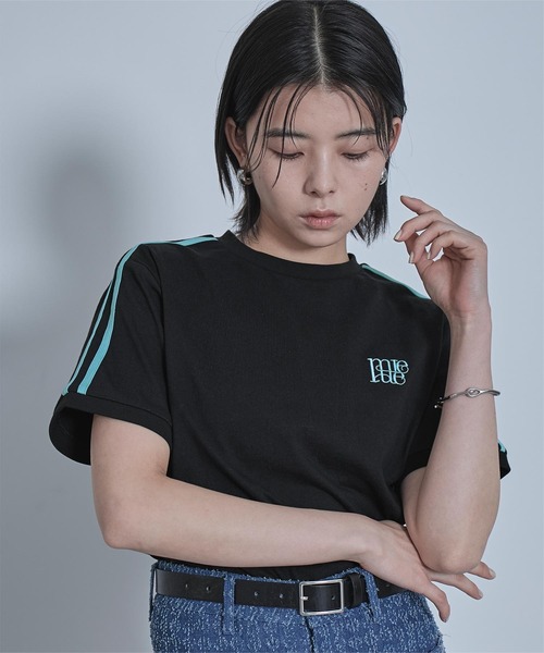 miette（ミエット）の「ロゴ刺繍ラインTシャツ（Tシャツ/カットソー・レディース・ホワイト系その他/ブラック/グレイッシュベージュ/ホワイト系その他2/チャコールグレー・FREE）」の18枚目の写真