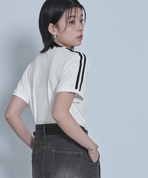 miette（ミエット）の「ロゴ刺繍ラインTシャツ（Tシャツ/カットソー・レディース・ホワイト系その他/ブラック/グレイッシュベージュ/ホワイト系その他2/チャコールグレー・FREE）」の7枚目の写真