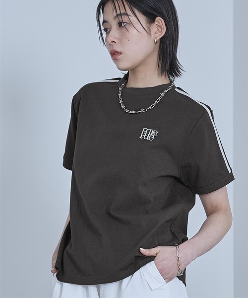 miette（ミエット）の「ロゴ刺繍ラインTシャツ（Tシャツ/カットソー・レディース・ホワイト系その他/ブラック/グレイッシュベージュ/ホワイト系その他2/チャコールグレー・FREE）」の14枚目の写真