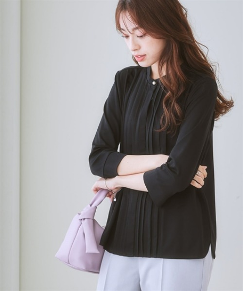 7days Life Styling(セブンデイズライフスタイリング)の「ブラウス見え シルケットポンチピンタックカットソートップス(Tシャツ/カットソー・レディース・グレイッシュベージュ/ブラック/オフホワイト/ミント・S/M/L/LL/3L/6L/4L/5L)」の13枚目の写真