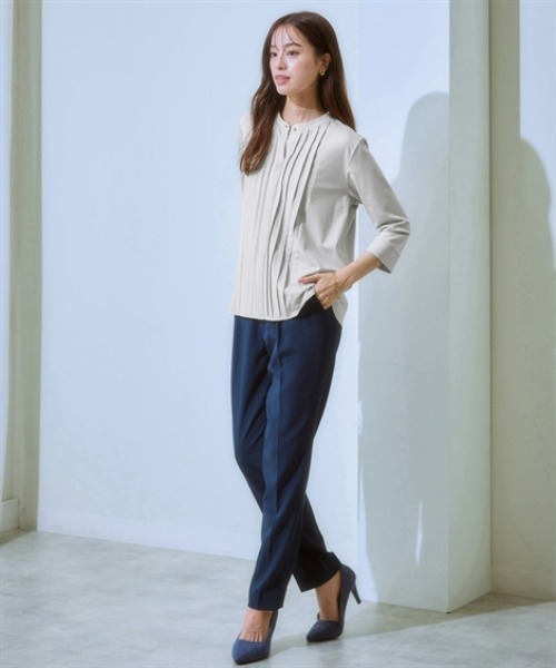 7days Life Styling(セブンデイズライフスタイリング)の「ブラウス見え シルケットポンチピンタックカットソートップス(Tシャツ/カットソー・レディース・グレイッシュベージュ/ブラック/オフホワイト/ミント・S/M/L/LL/3L/6L/4L/5L)」の16枚目の写真