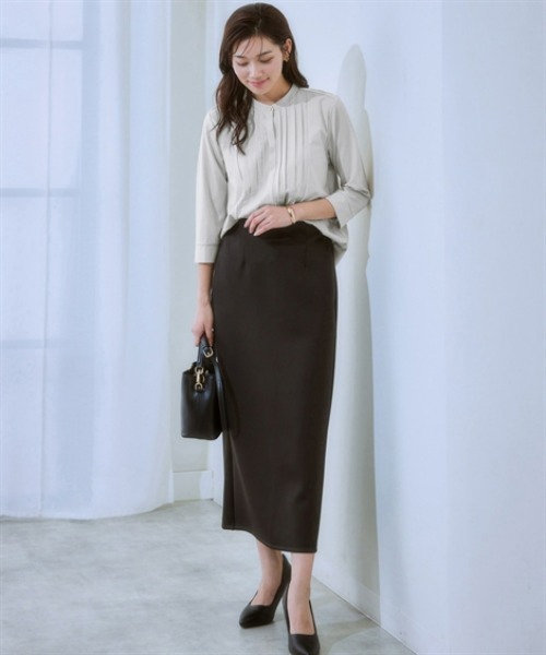 7days Life Styling(セブンデイズライフスタイリング)の「ブラウス見え シルケットポンチピンタックカットソートップス(Tシャツ/カットソー・レディース・グレイッシュベージュ/ブラック/オフホワイト/ミント・S/M/L/LL/3L/6L/4L/5L)」の19枚目の写真