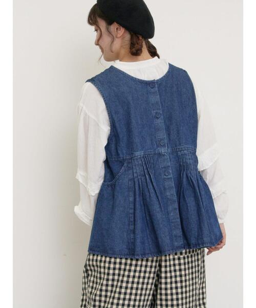 Samansa Mos2（サマンサ モスモス）の「デニム・ツイル前後2WAYベスト（ベスト・レディース・ブルー/サックスブルー/キナリ・F）」の22枚目の写真