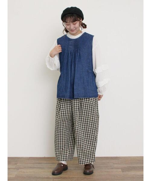 Samansa Mos2（サマンサ モスモス）の「デニム・ツイル前後2WAYベスト（ベスト・レディース・ブルー/サックスブルー/キナリ・F）」の19枚目の写真