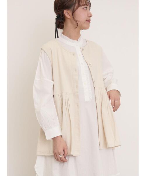 Samansa Mos2（サマンサ モスモス）の「デニム・ツイル前後2WAYベスト（ベスト・レディース・ブルー/サックスブルー/キナリ・F）」の16枚目の写真