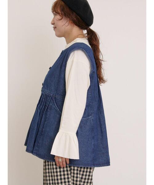 Samansa Mos2（サマンサ モスモス）の「デニム・ツイル前後2WAYベスト（ベスト・レディース・ブルー/サックスブルー/キナリ・F）」の11枚目の写真