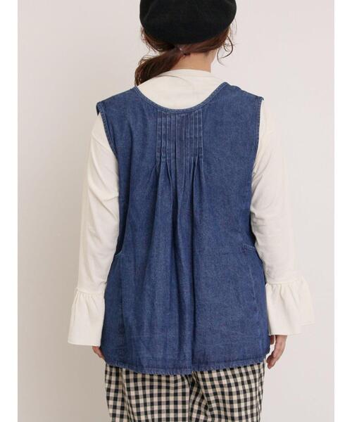 Samansa Mos2（サマンサ モスモス）の「デニム・ツイル前後2WAYベスト（ベスト・レディース・ブルー/サックスブルー/キナリ・F）」の10枚目の写真