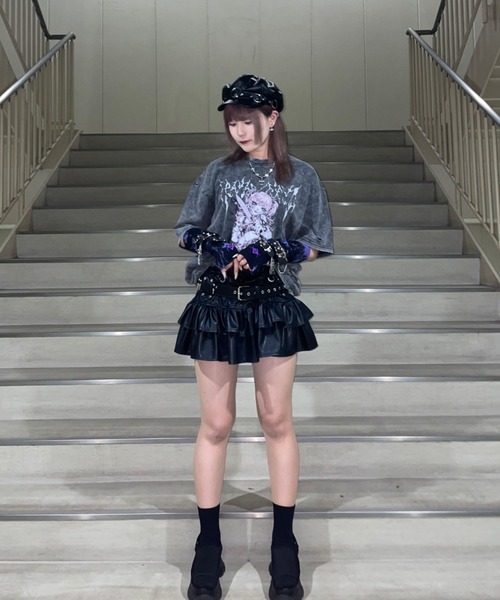 TRAVAS TOKYO（トラバス トウキョウ）の「『TRAVAS TOKYO/トラバス トーキョー』イラストプリント加工Tシャツ（Tシャツ/カットソー・レディース・チャコールグレー/ブラック・FREE）」の16枚目の写真