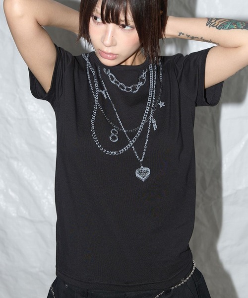 FANCY CLUB(ファンシークラブ)の「【再入荷】FANCY CLUB/NECKLACE T(Tシャツ/カットソー・レディース・ブラック/ホワイト・FREE)」の7枚目の写真