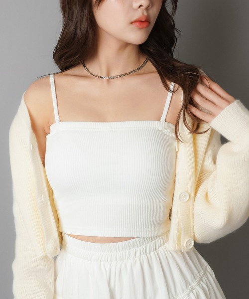 SPINNS（スピンズ）の「肩ひも取り外し可能！オフショルのインナーにも◎/カップ付き マルチウェイキャミソール/2サイズ・4色展開（キャミソール・レディース・チャコール/カーキ/オフホワイト/ブラック・M/S）」の6枚目の写真