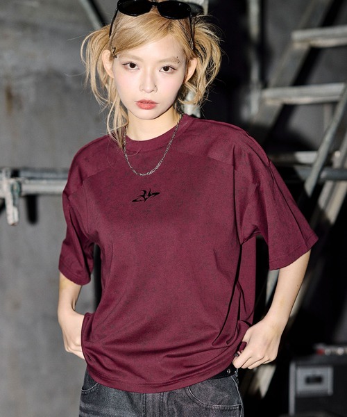 MSG(エムエスジー)の「ヴィンテージライクロゴ刺繍カットオフTシャツ【UNISEX】(Tシャツ/カットソー・メンズ・ブラック/グレー系/ワイン系/ブラック系/ホワイト/オレンジ/ブルー/ブラウン・S/M/L/XL)」の7枚目の写真