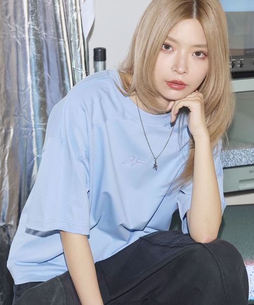 MSG(エムエスジー)の「ヴィンテージライクロゴ刺繍カットオフTシャツ【UNISEX】(Tシャツ/カットソー・メンズ・ブラック/グレー系/ワイン系/ブラック系/ホワイト/オレンジ/ブルー/ブラウン・S/M/L/XL)」の6枚目の写真