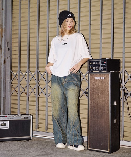 MSG(エムエスジー)の「ヴィンテージライクロゴ刺繍カットオフTシャツ【UNISEX】(Tシャツ/カットソー・メンズ・ブラック/グレー系/ワイン系/ブラック系/ホワイト/オレンジ/ブルー/ブラウン・S/M/L/XL)」の12枚目の写真
