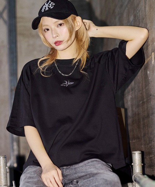MSG(エムエスジー)の「ヴィンテージライクロゴ刺繍カットオフTシャツ【UNISEX】(Tシャツ/カットソー・メンズ・ブラック/グレー系/ワイン系/ブラック系/ホワイト/オレンジ/ブルー/ブラウン・S/M/L/XL)」の14枚目の写真