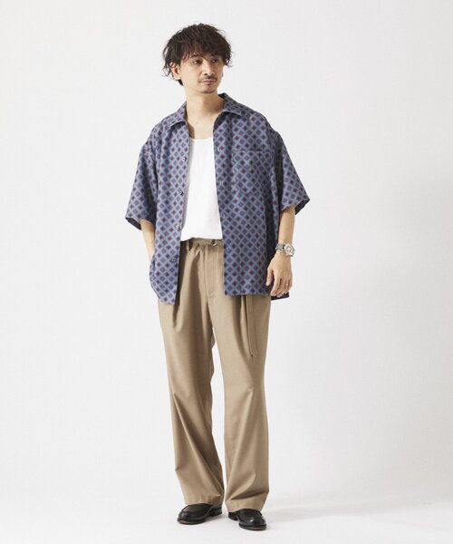 JOURNAL STANDARD relume(ジャーナルスタンダード レリューム)の「ホールパターンプリント 半袖シャツ(シャツ/ブラウス・メンズ・ネイビー/ベージュ系その他/ボルドー/ブラック/グレー・MEDIUM/LARGE)」の7枚目の写真