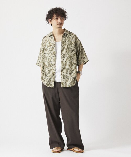 JOURNAL STANDARD relume(ジャーナルスタンダード レリューム)の「ホールパターンプリント 半袖シャツ(シャツ/ブラウス・メンズ・ネイビー/ベージュ系その他/ボルドー/ブラック/グレー・MEDIUM/LARGE)」の8枚目の写真