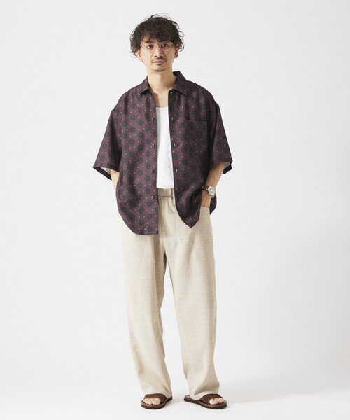 JOURNAL STANDARD relume(ジャーナルスタンダード レリューム)の「ホールパターンプリント 半袖シャツ(シャツ/ブラウス・メンズ・ネイビー/ベージュ系その他/ボルドー/ブラック/グレー・MEDIUM/LARGE)」の10枚目の写真