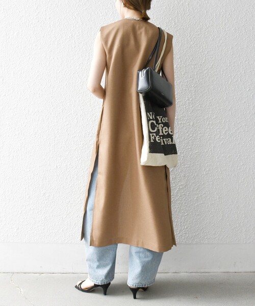 セール】SHIPS any:〈洗濯機可能〉リネンライク ジレ ワンピース