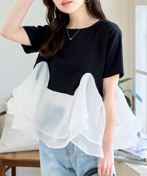 ペプラム」に該当するTシャツ/カットソー（ブラック/黒色系