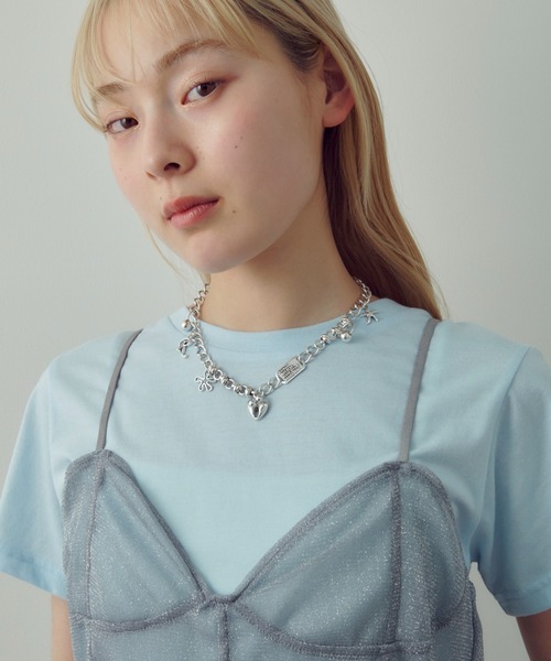 【国内即発】≪SOKO≫ ドロップ プレート チャーム ネックレス ミックス チャーム IDプレート ネックレス（ネックレス）｜GOLDY