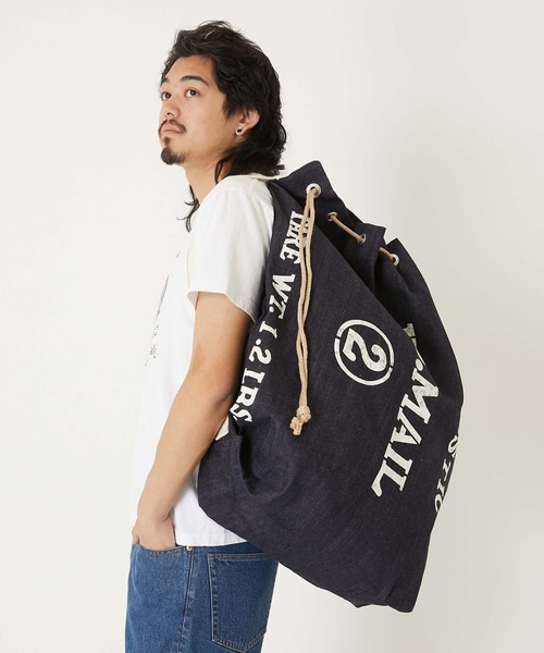 HOLLYWOOD RANCH MARKET（ハリウッドランチマーケット）の「スーピマセルビッチデニム B.B.MAIL ランドリーバッグ（ショルダーバッグ・メンズ・インディゴブルー・ONE SIZE）」の2枚目の写真