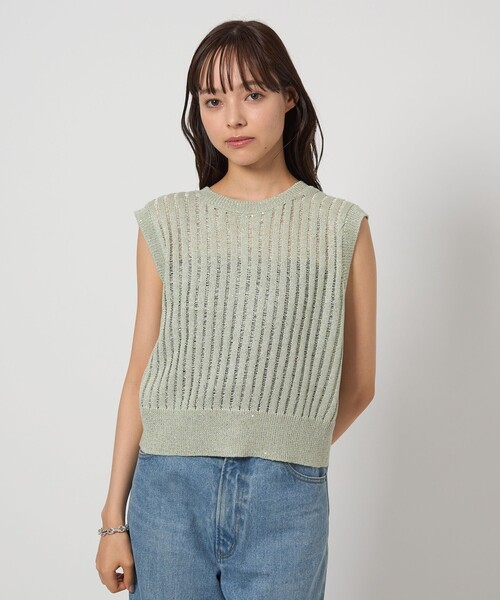 EM HW ハシゴスパンコール 2WAY ノースリーブニット セール】＜EMMEL REFINES＞EM HW ハシゴスパンコール 2WAY