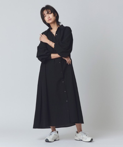 RASW（ラス）の「[RASW]ボリュームシャツワンピース（シャツワンピース・レディース・ブラック/オフホワイト/ホワイト×ネイビー・PM/M/L）」の19枚目の写真