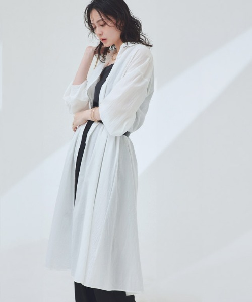 RASW（ラス）の「[RASW]ボリュームシャツワンピース（シャツワンピース・レディース・ブラック/オフホワイト/ホワイト×ネイビー・PM/M/L）」の5枚目の写真