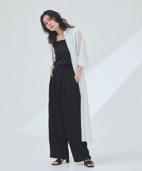 RASW（ラス）の「[RASW]ボリュームシャツワンピース（シャツワンピース・レディース・ブラック/オフホワイト/ホワイト×ネイビー・PM/M/L）」の9枚目の写真