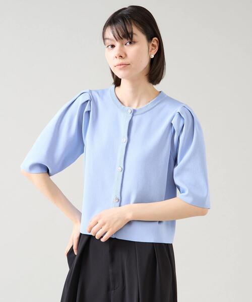 Tiara(ティアラ)の「ビジューボタンカーディガン(カーディガン/ボレロ・レディース・ホワイト×ブラック/ブルー/ブラック・FREE)」の3枚目の写真