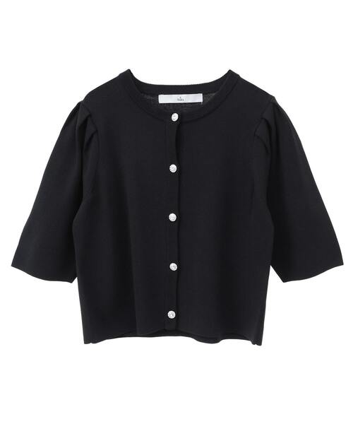 Tiara(ティアラ)の「ビジューボタンカーディガン(カーディガン/ボレロ・レディース・ホワイト×ブラック/ブルー/ブラック・FREE)」の2枚目の写真