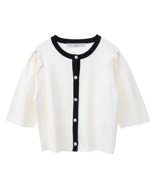 Tiara(ティアラ)の「ビジューボタンカーディガン(カーディガン/ボレロ・レディース・ホワイト×ブラック/ブルー/ブラック・FREE)」の12枚目の写真