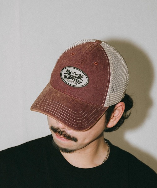 NineMicrophones（ナインマイクロフォンズ）の「WASHED MESH CAP-Pain of My Life-（キャップ・メンズ・ブラック/バーガンディー・FREE）」の2枚目の写真