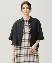シアーラミーローンクロップド丈 ブラウス