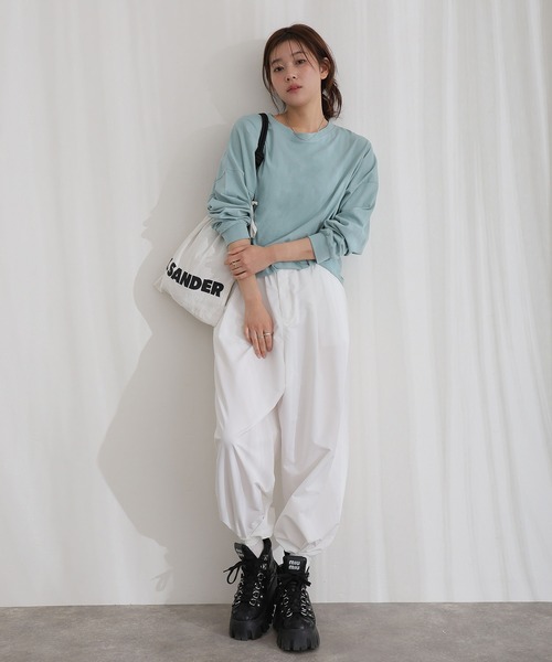 ElegChic(エレグシック)の「コットンゆったり ロング スリーブカットソー(Tシャツ/カットソー・レディース・ミント/チャコール/ブラック/オフホワイト/グレー・XL/M/4L)」の5枚目の写真