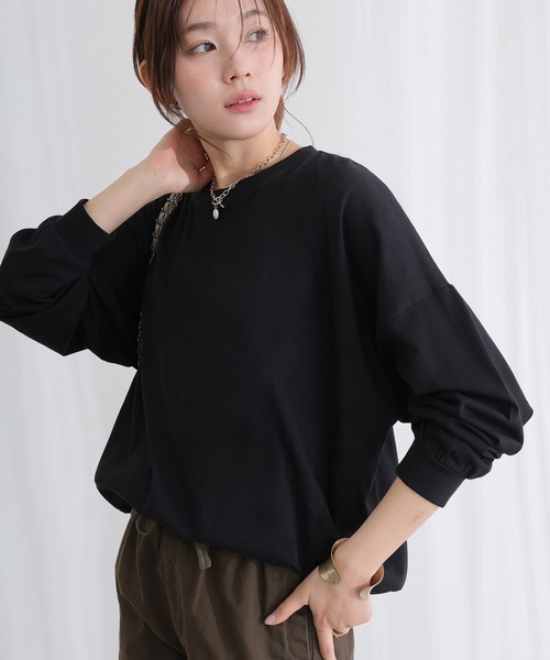 ElegChic(エレグシック)の「コットンゆったり ロング スリーブカットソー(Tシャツ/カットソー・レディース・ミント/チャコール/ブラック/オフホワイト/グレー・XL/M/4L)」の1枚目の写真