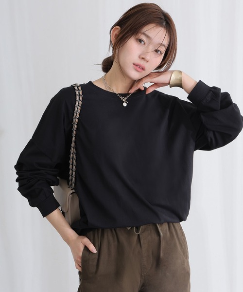 ElegChic(エレグシック)の「コットンゆったり ロング スリーブカットソー(Tシャツ/カットソー・レディース・ミント/チャコール/ブラック/オフホワイト/グレー・XL/M/4L)」の6枚目の写真