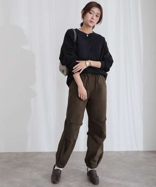 ElegChic(エレグシック)の「コットンゆったり ロング スリーブカットソー(Tシャツ/カットソー・レディース・ミント/チャコール/ブラック/オフホワイト/グレー・XL/M/4L)」の8枚目の写真