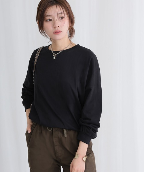 ElegChic(エレグシック)の「コットンゆったり ロング スリーブカットソー(Tシャツ/カットソー・レディース・ミント/チャコール/ブラック/オフホワイト/グレー・XL/M/4L)」の9枚目の写真