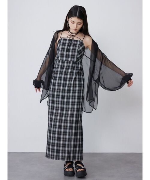 MURUA（ムルーア）の「【WEB限定】2WAYチェックキャミワンピース（ワンピース・レディース・ブラック/グレー/グリーン・FREE）」の10枚目の写真