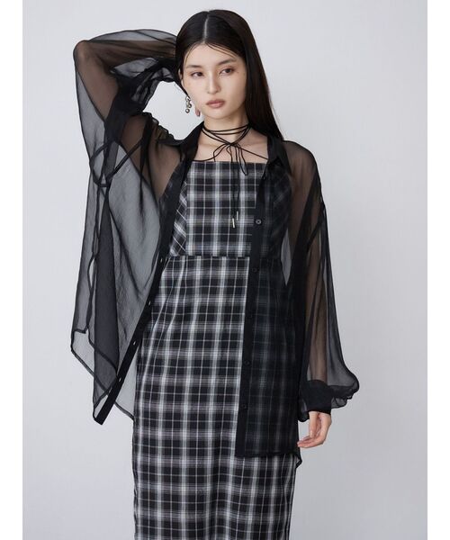 MURUA（ムルーア）の「【WEB限定】2WAYチェックキャミワンピース（ワンピース・レディース・ブラック/グレー/グリーン・FREE）」の12枚目の写真